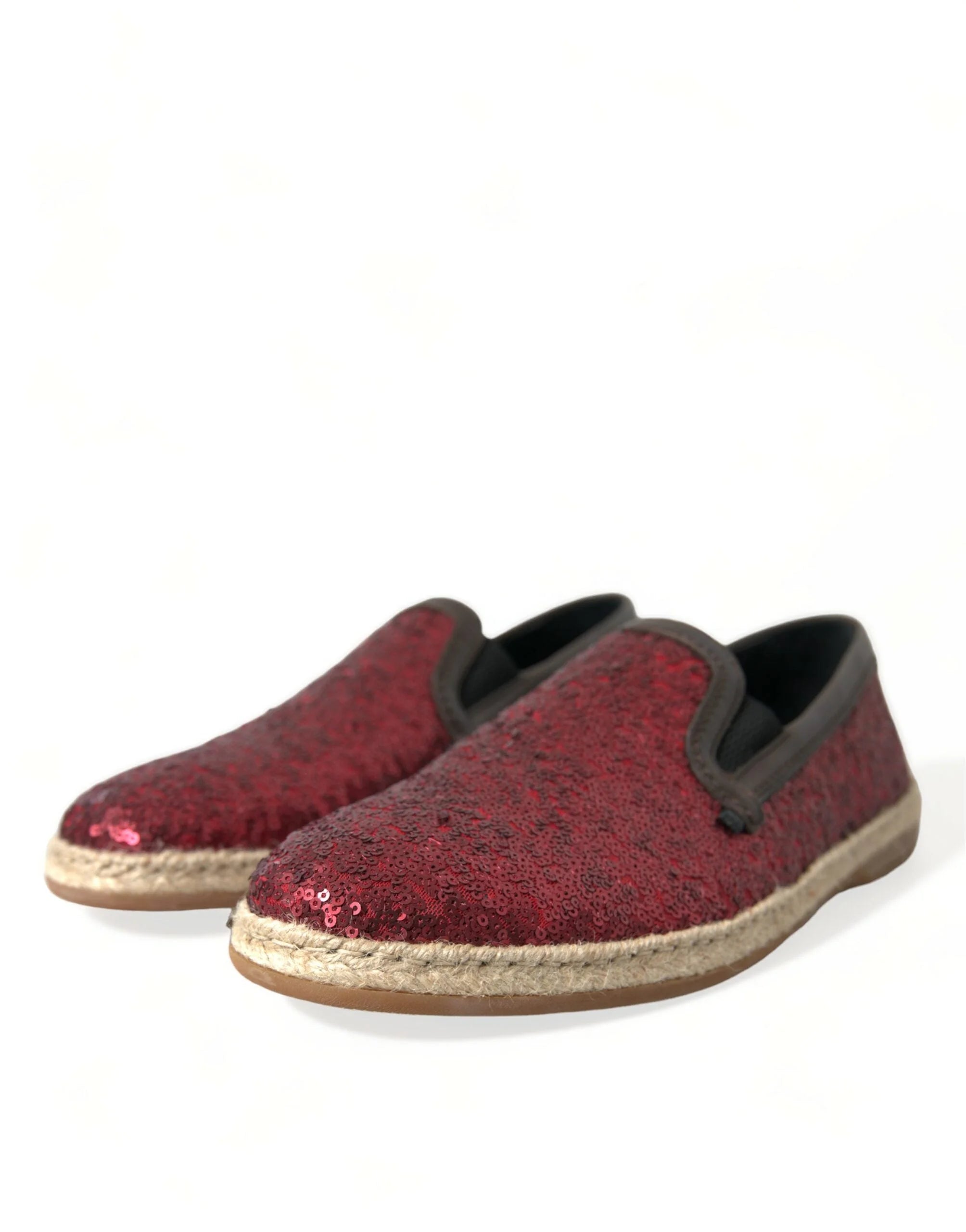 Dolce & Gabbana Red Sequined Loafers Slippers Men Shoes - Flats