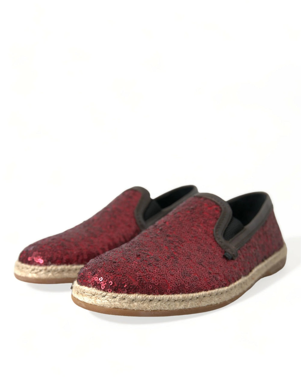 Dolce & Gabbana Red Sequined Loafers Slippers Men Shoes - Flats