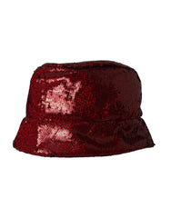 Dolce & Gabbana Cappello Secchiello in Nylon Rosso con Pailettes Uomo - 60 cm|XL