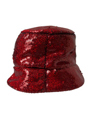 Cappello Secchiello in Nylon Rosso con Sequine Dolce & Gabbana Uomo - 60 cm|XL