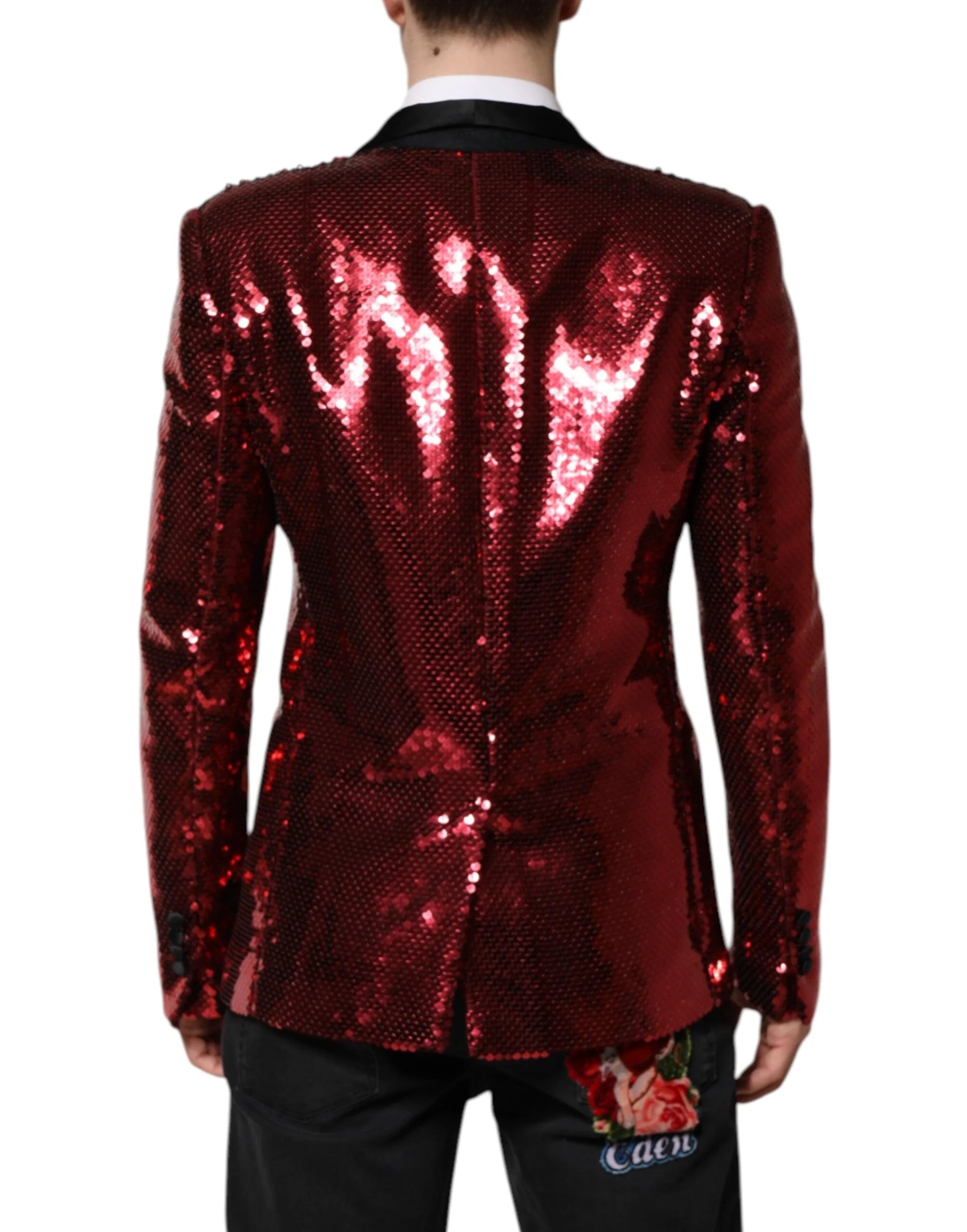 Dolce & Gabbana Red SICILIA Sequin Embellish Blazer Jacket - IT48 | M - Sport Jackets