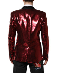 Dolce & Gabbana Red SICILIA Sequin Embellish Blazer Jacket - IT48 | M - Sport Jackets