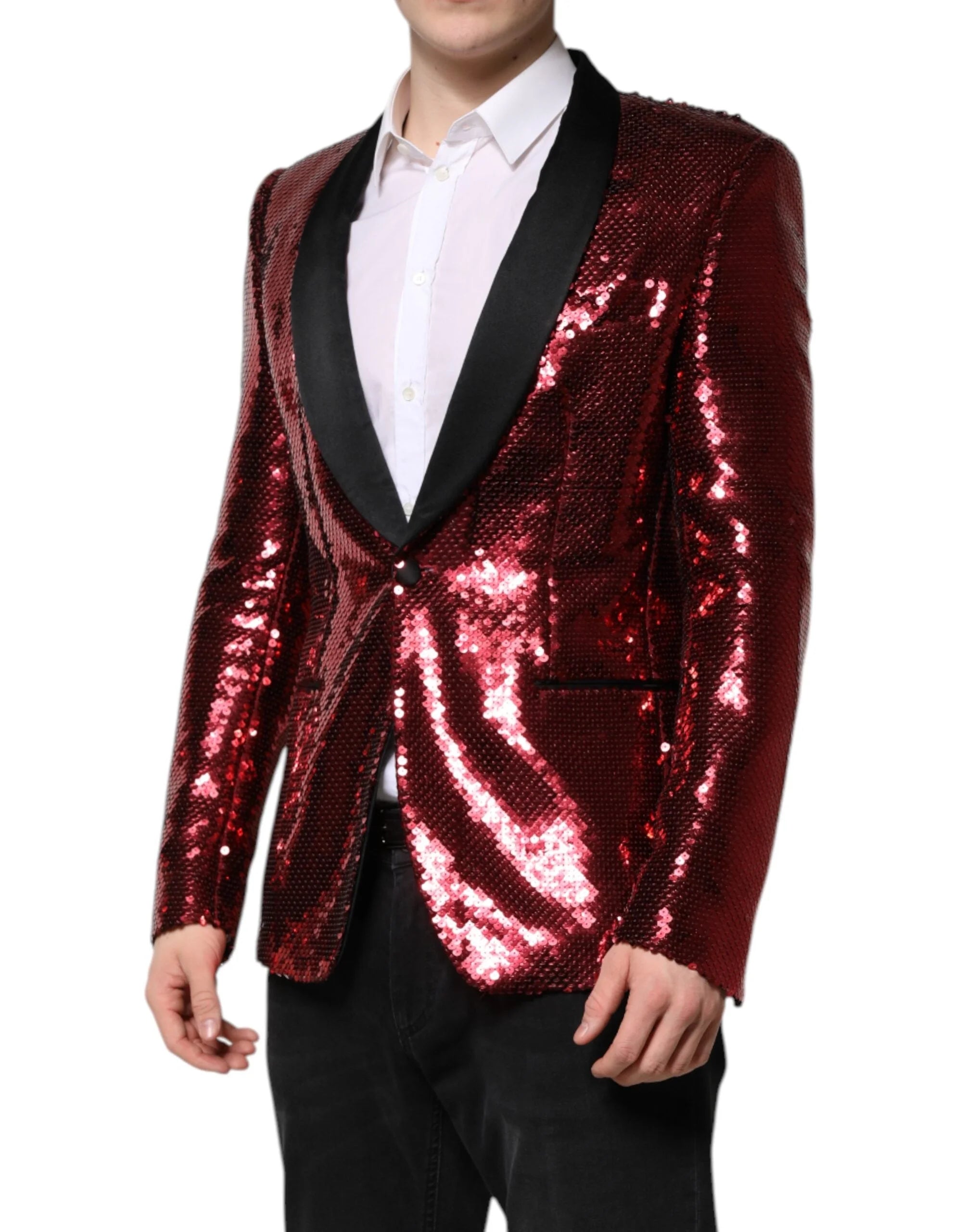 Dolce & Gabbana Red SICILIA Sequin Embellish Blazer Jacket - IT48 | M - Sport Jackets
