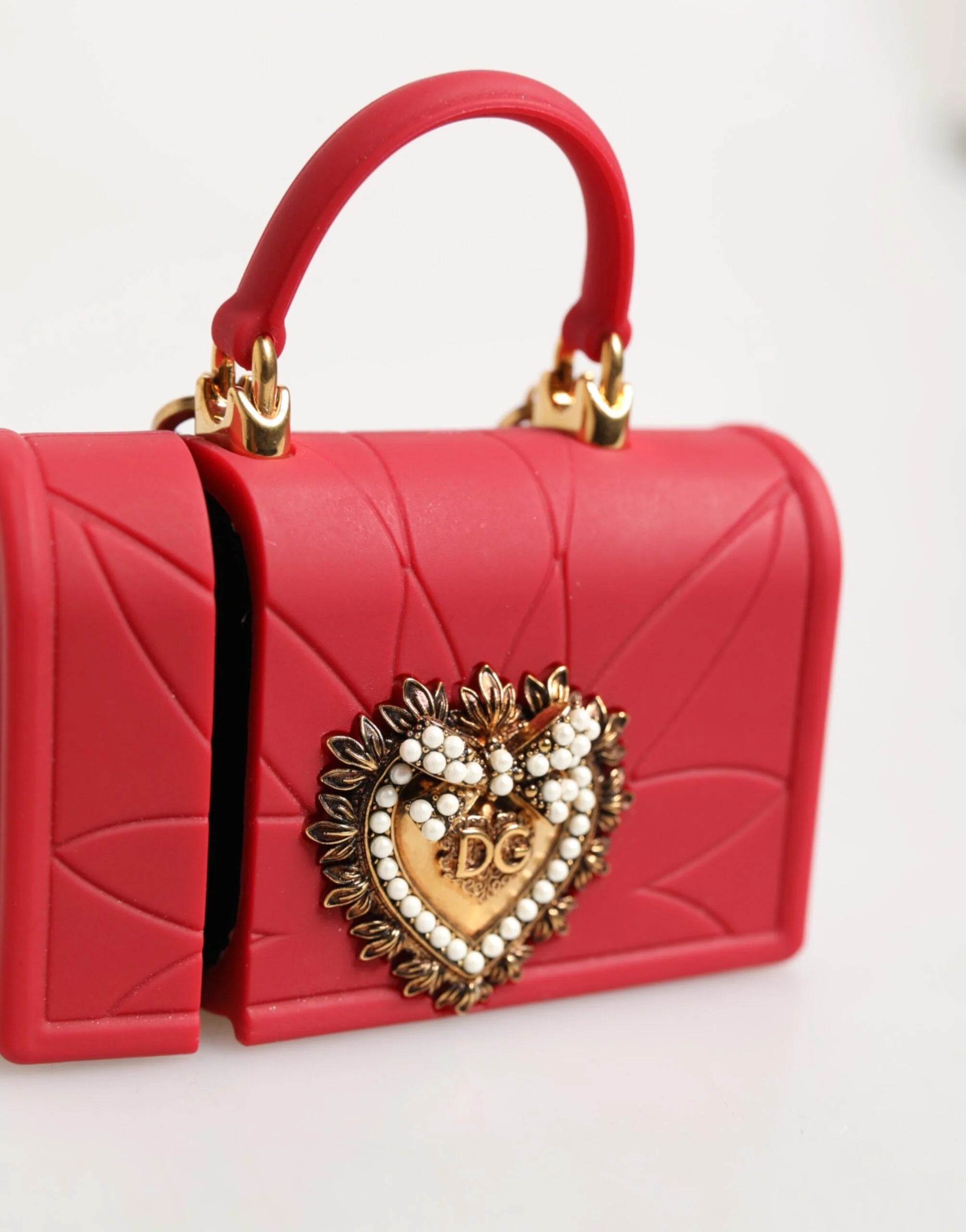 Dolce & Gabbana Red Silicone Devotion Heart Cover Bag Women Airpods Case - Headphone Carrying Cases