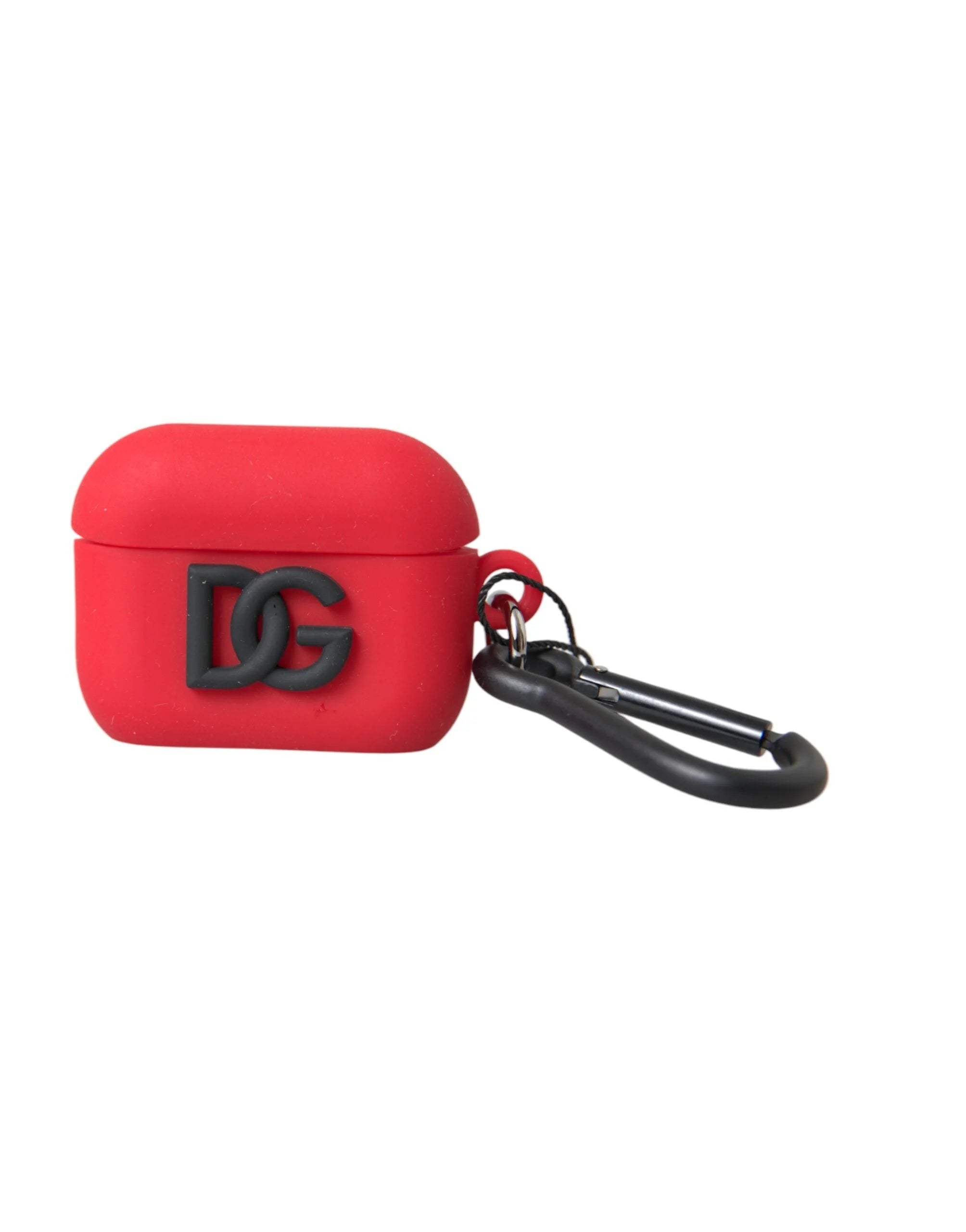 Dolce & Gabbana Red Silicone Rubber Logo Embossed Airpods Case - Headphone Carrying Cases