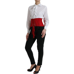 Dolce & Gabbana Red Silk Belt Waist Lace Up Strap Corset - IT40|S