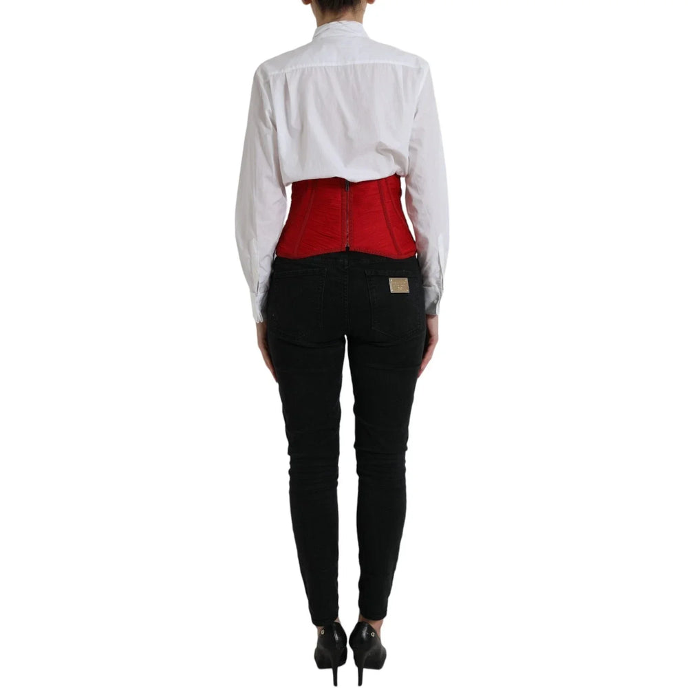 Dolce & Gabbana Red Silk Belt Waist Lace Up Strap Corset - IT40|S