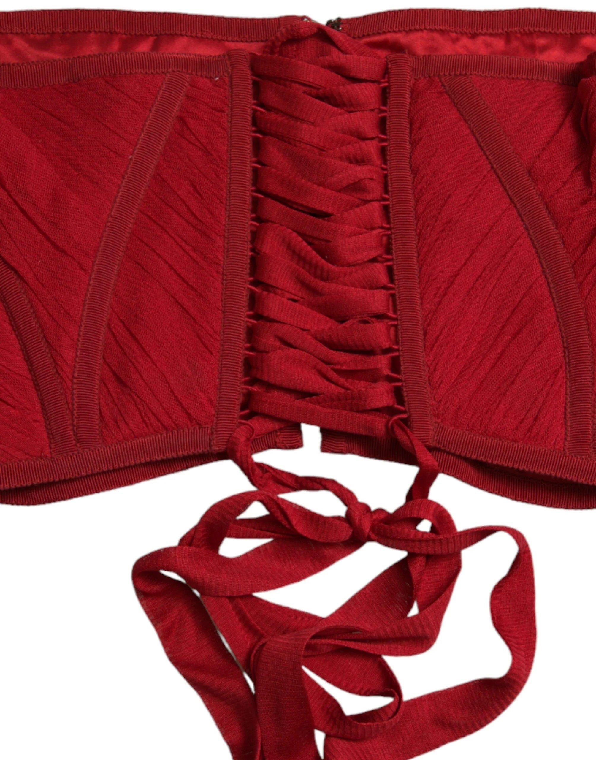 Dolce & Gabbana Red Silk Belt Waist Lace Up Strap Corset - IT42|M - Belts