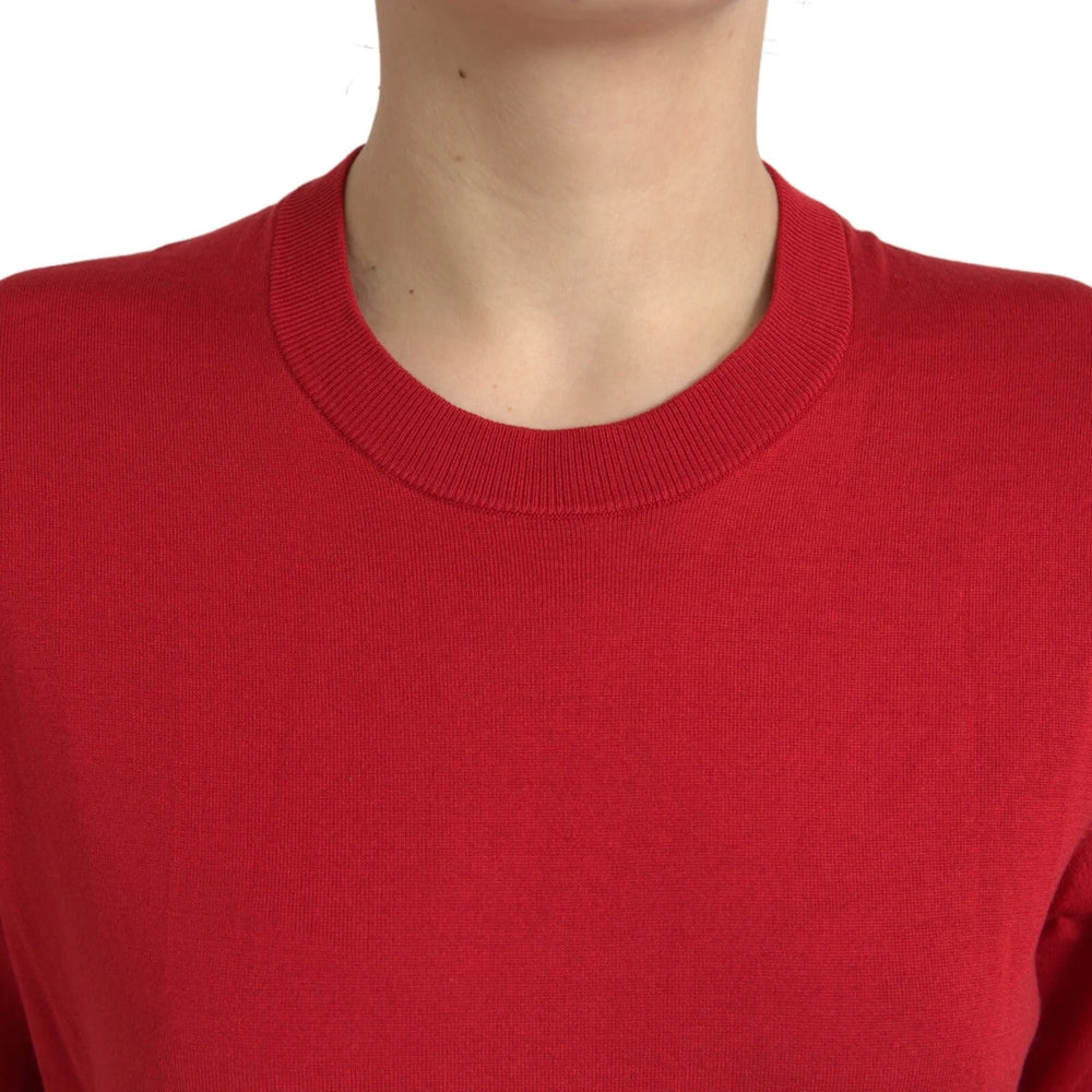 Dolce & Gabbana Red Silk Crew Neck Short Sleeves Top T-shirt - IT46|XL - T-Shirts