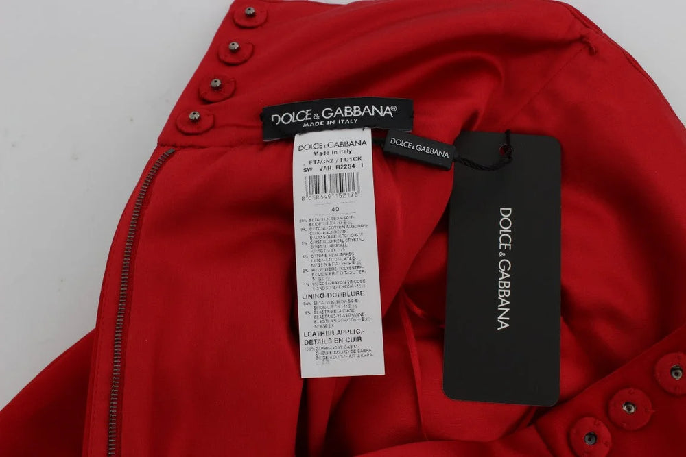 Dolce & Gabbana Red Silk Crystal Roses Shorts - IT40|S - Short Trousers