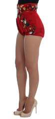 Dolce & Gabbana Red Silk Crystal Roses Shorts - IT40|S - Short Trousers