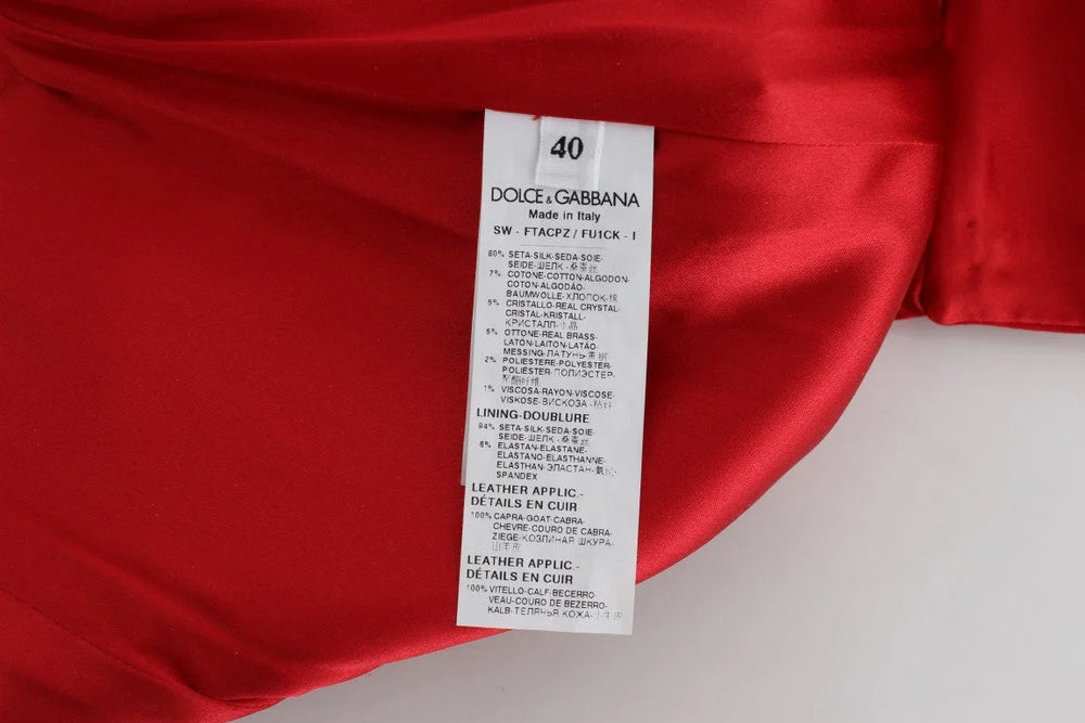 Dolce & Gabbana Red Silk Crystal Roses Shorts - IT40|S - Short Trousers