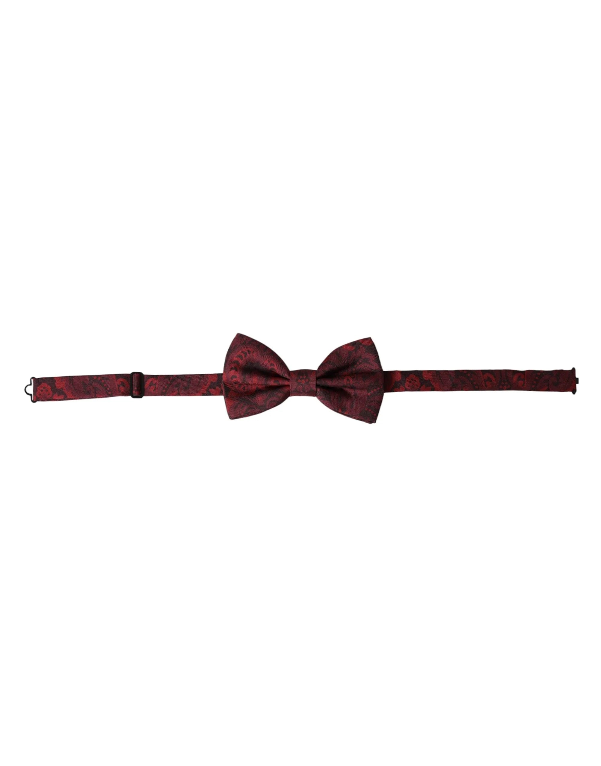 Dolce & Gabbana Red Silk Floral Adjustable Neck Men Bow Tie - Neckties