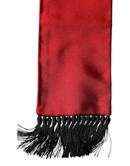 Dolce & Gabbana Red Silk Fringes Neck Wrap Foulard Scarf