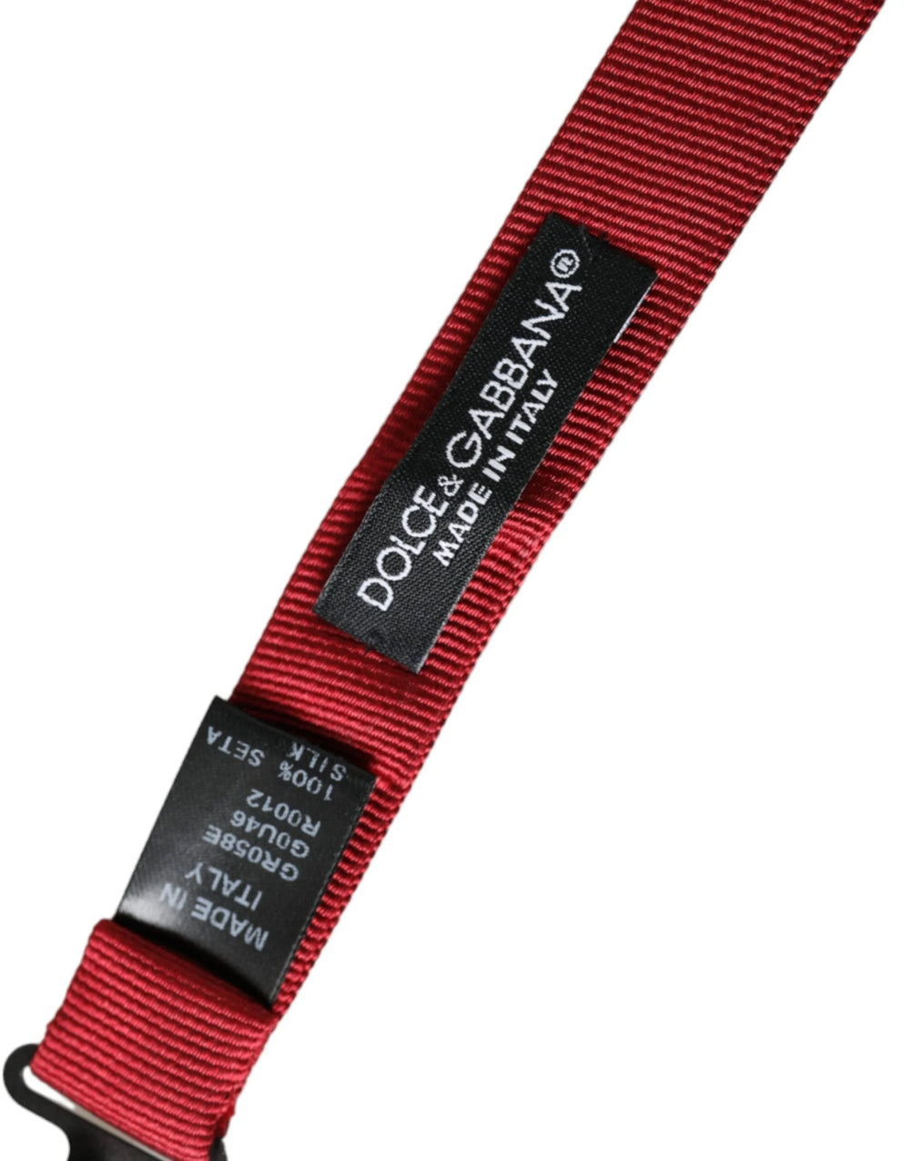 Dolce & Gabbana Red Silk Jacquard Adjustable Neck Men Bow Tie - Neckties