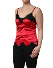 Dolce & Gabbana Red Silk Lace Trim Camisole Sleeveless Tank Top - IT3 | M