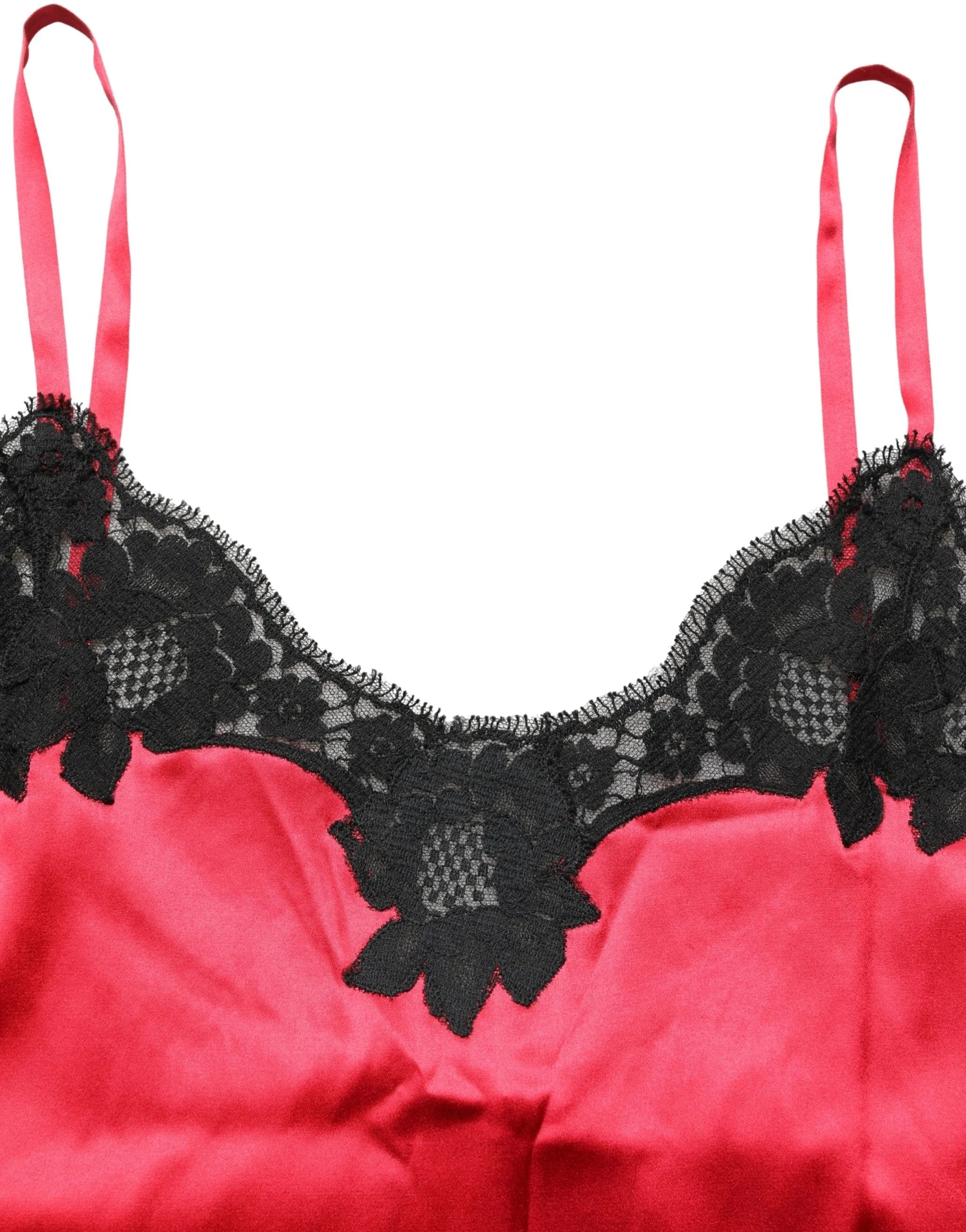 Dolce & Gabbana Red Silk Lace Trim Camisole Sleeveless Tank Top - IT3 | M