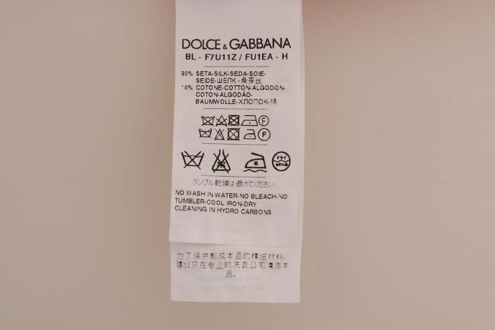 Dolce & Gabbana Red Silk Orange Vase Crystal Top - Blouses