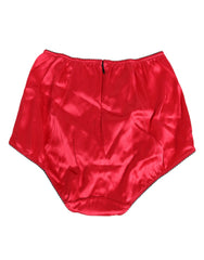 Dolce & Gabbana Red Silk Satin High-Waist Briefs Underwear - IT1 | XS - Briefs
