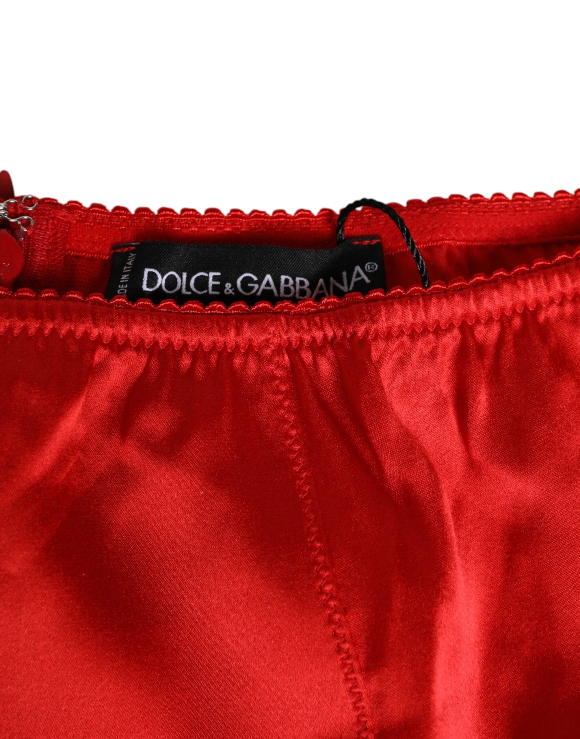 Dolce & Gabbana Red Silk Satin High-Waist Briefs Women Underwear - IT2 | S - Briefs