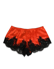 Dolce & Gabbana Red Silk Satin Lace Shorts Underwear - IT2 | S - Boyshorts