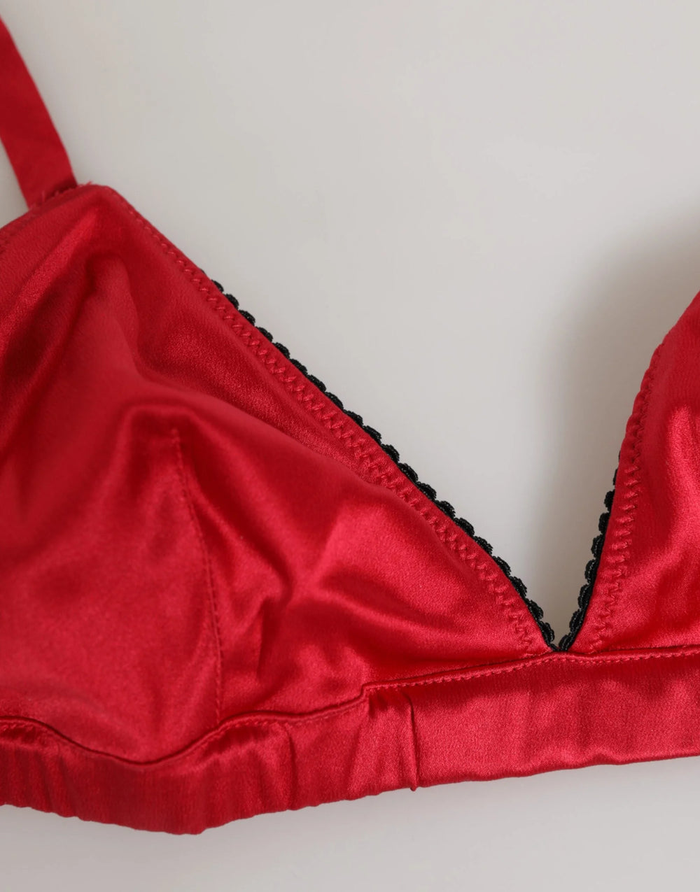 Dolce & Gabbana Red Silk Satin Triangle Soft Cup Br Underwear - IT2 | S - Bras