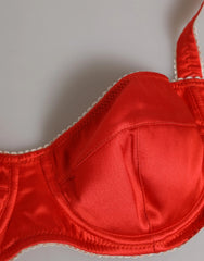 Dolce & Gabbana Red Silk Satin Underwire Bra Semi-Pad Underwear - IT2 | S - Bras
