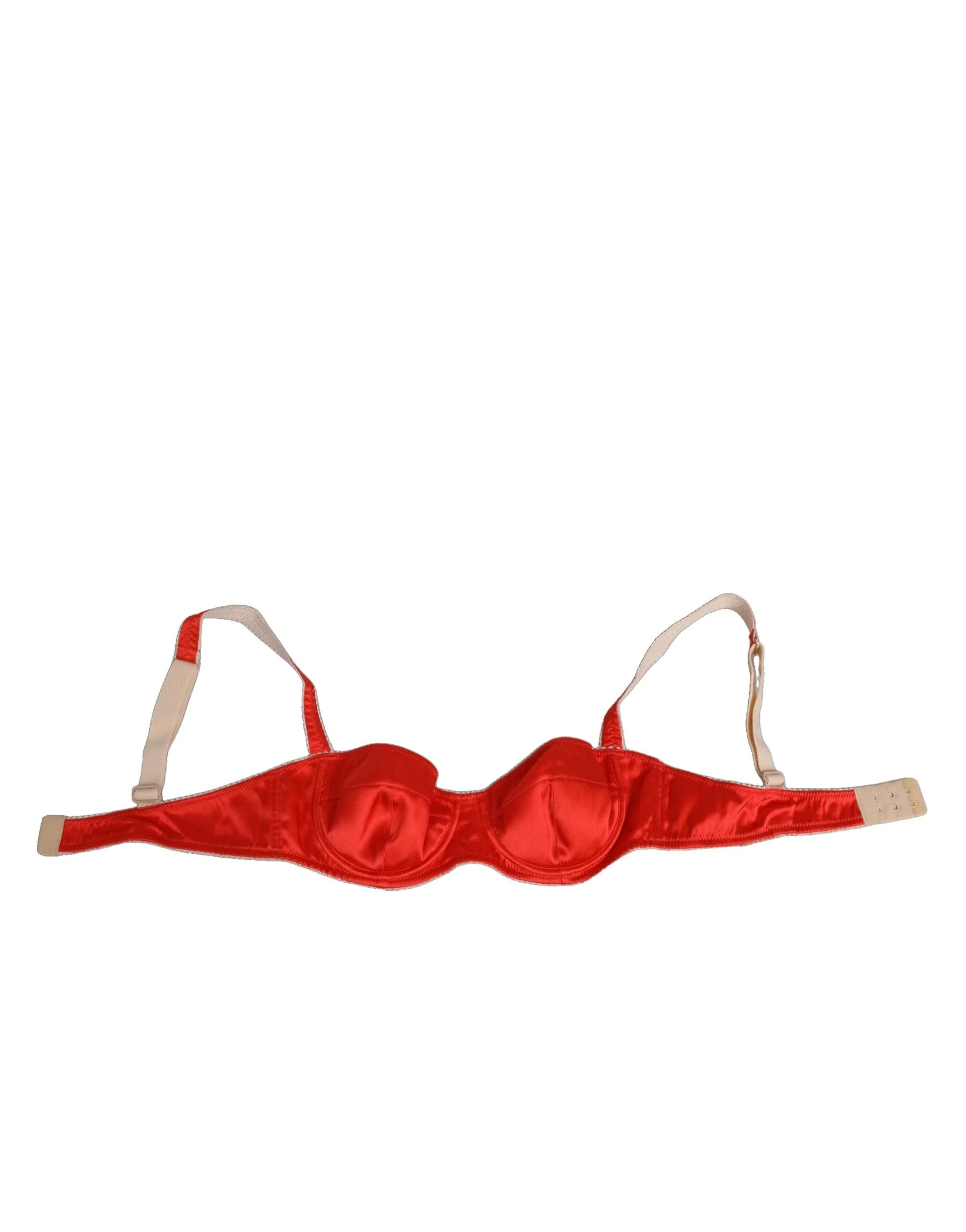 Dolce & Gabbana Red Silk Satin Underwire Bra Semi-Pad Underwear - IT2 | S - Bras