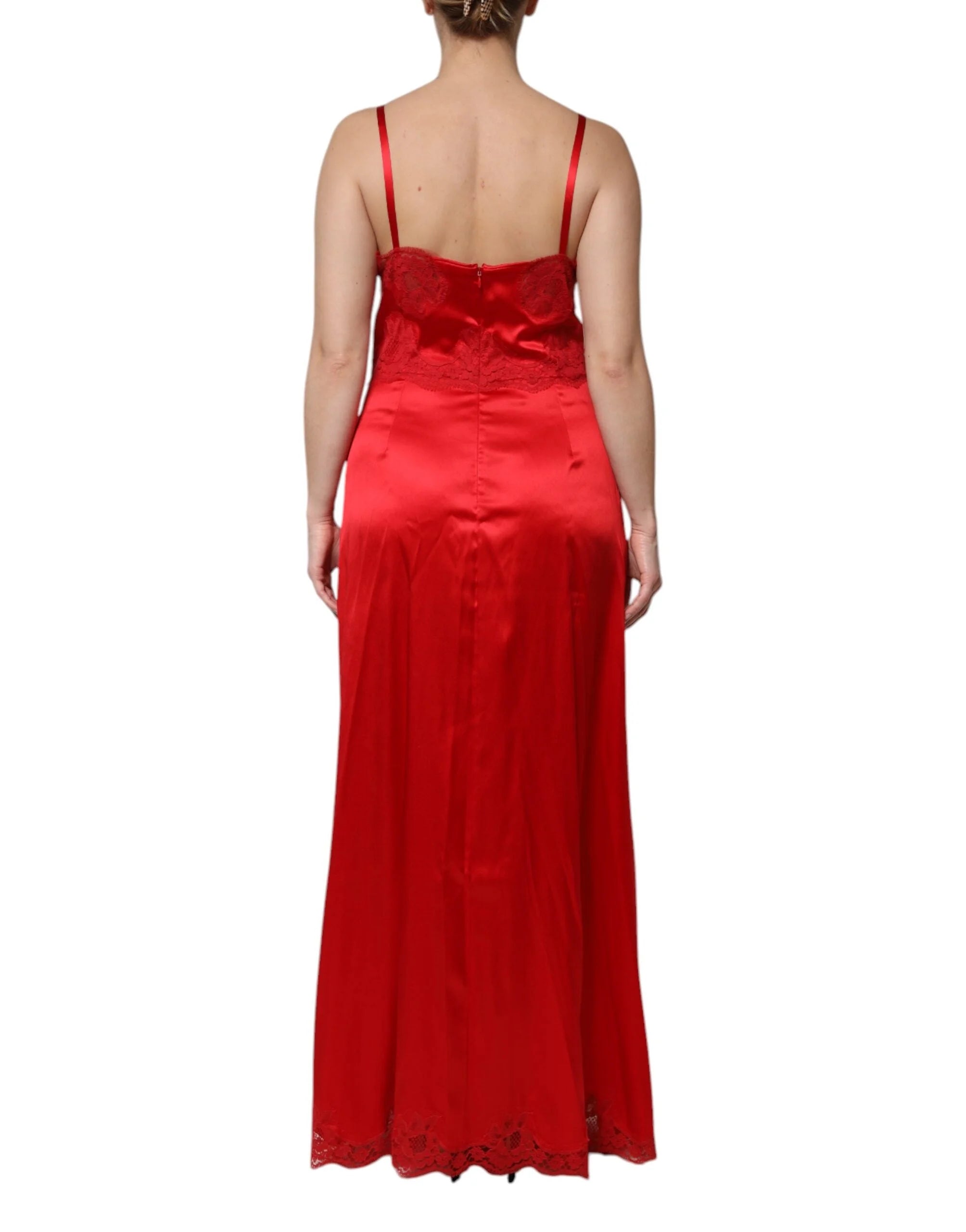Dolce & Gabbana Red Silk Sleeveless Maxi Long Dress - IT46|XL - Dresses