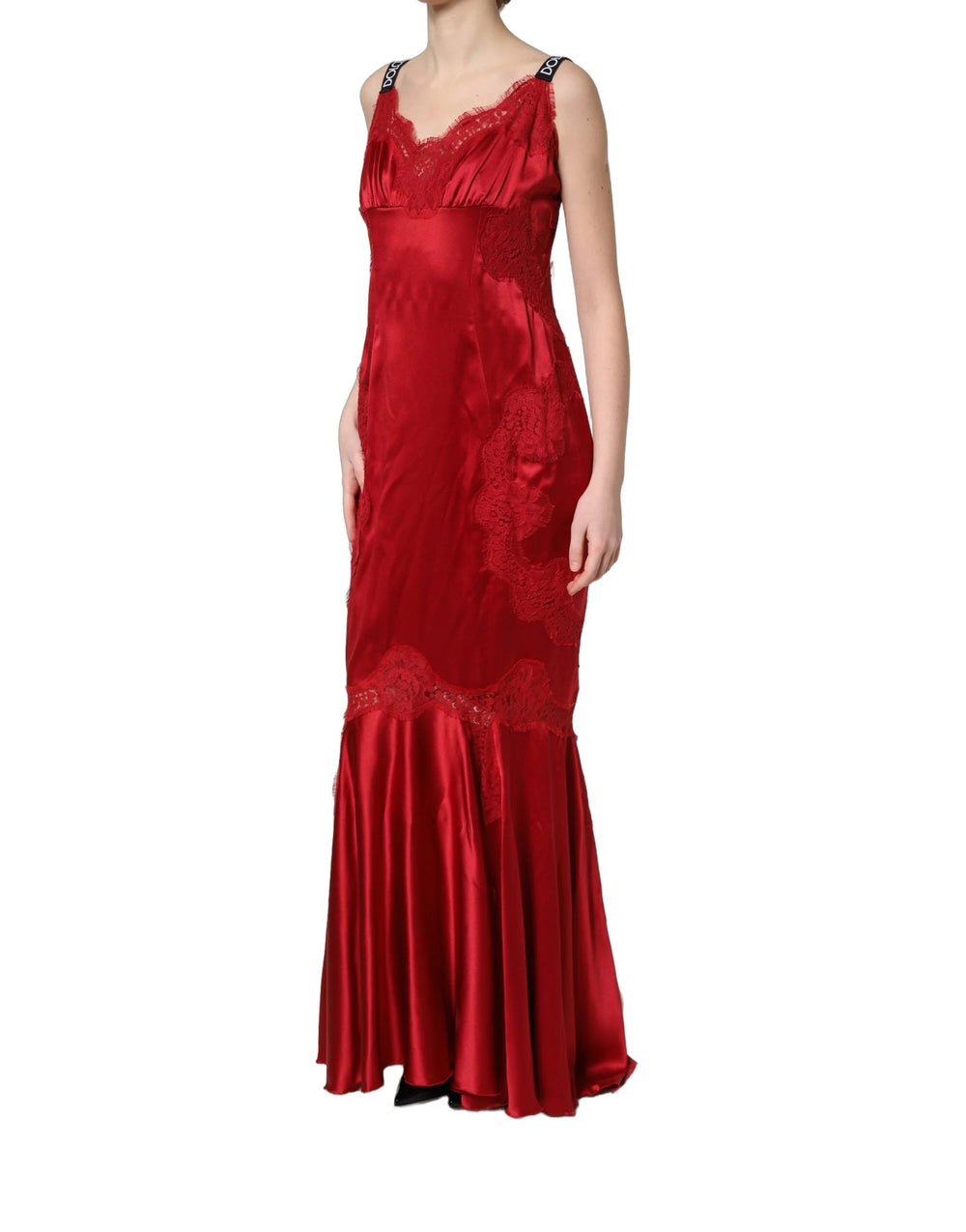 Dolce & Gabbana Red Silk Sleeveless Maxi Long Lace Trim Dress - IT40|S