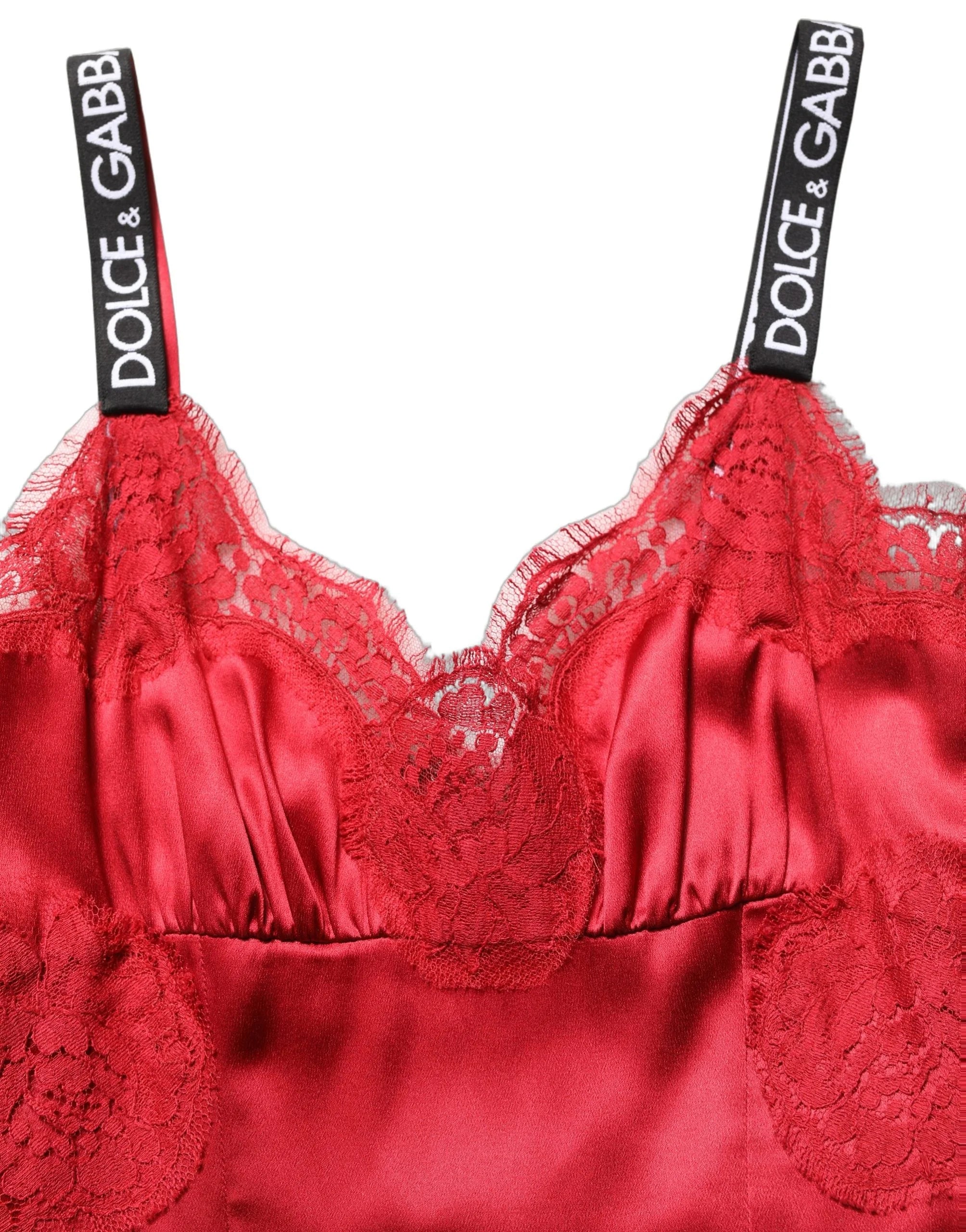 Dolce & Gabbana Red Silk Sleeveless Maxi Long Lace Trim Dress - IT40|S