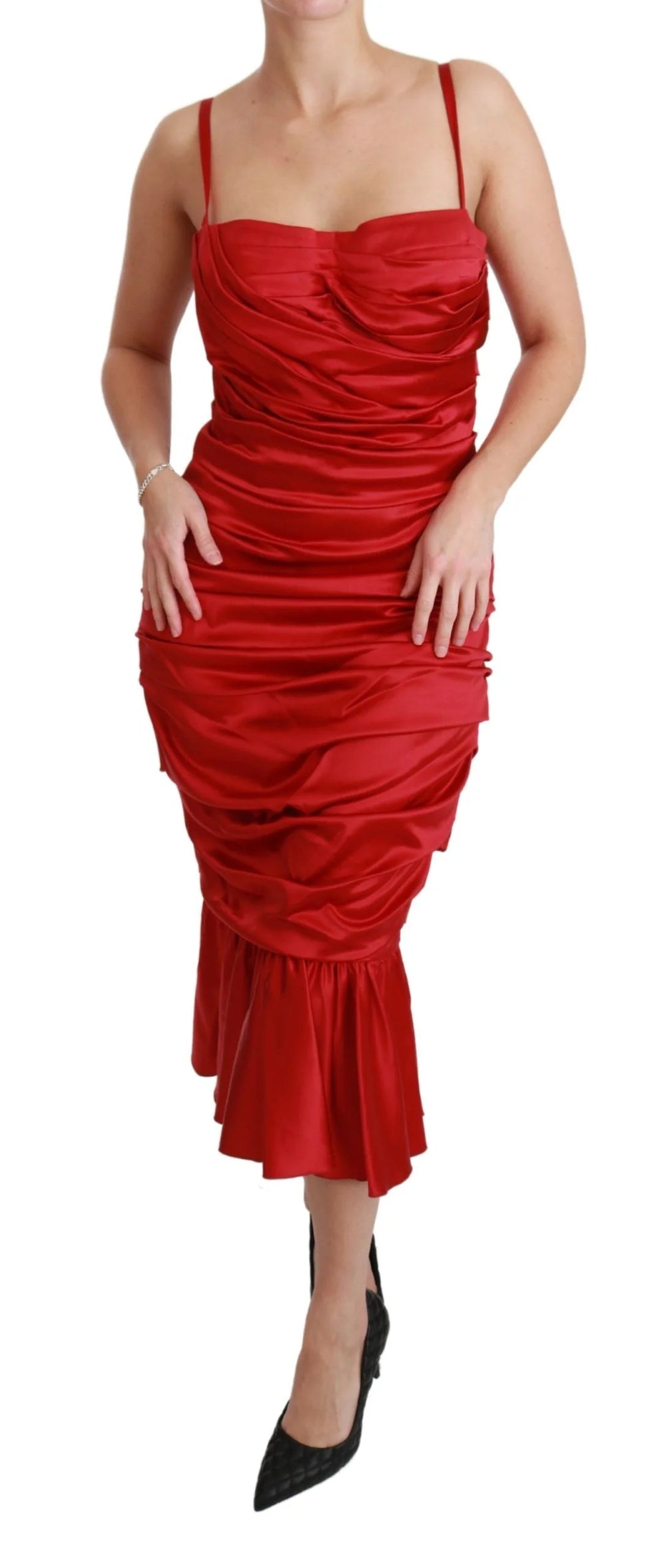 Dolce & Gabbana Red Silk Stretch Mermaid Bodycon Dress - IT36 | XS - Dresses