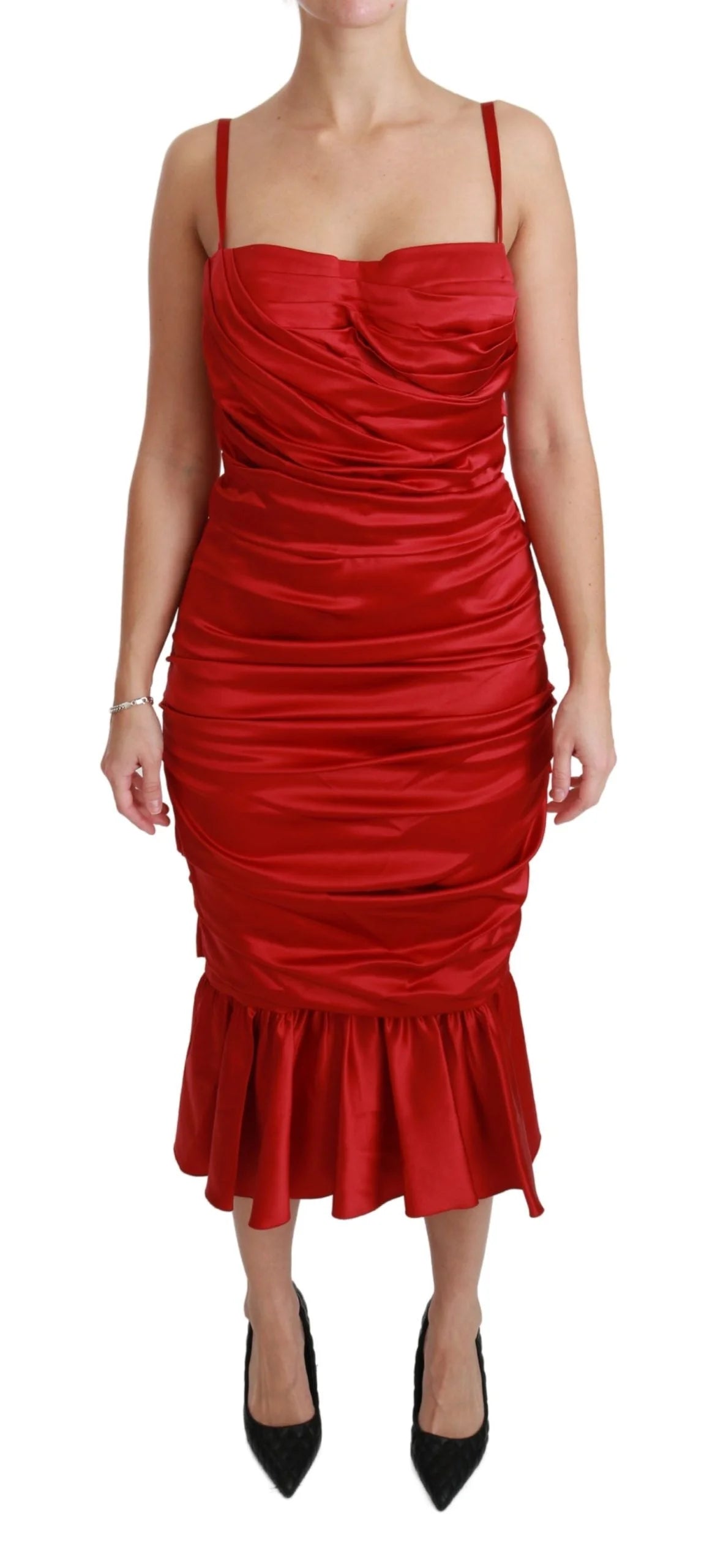 Dolce & Gabbana Red Silk Stretch Mermaid Bodycon Dress - IT36 | XS - Dresses