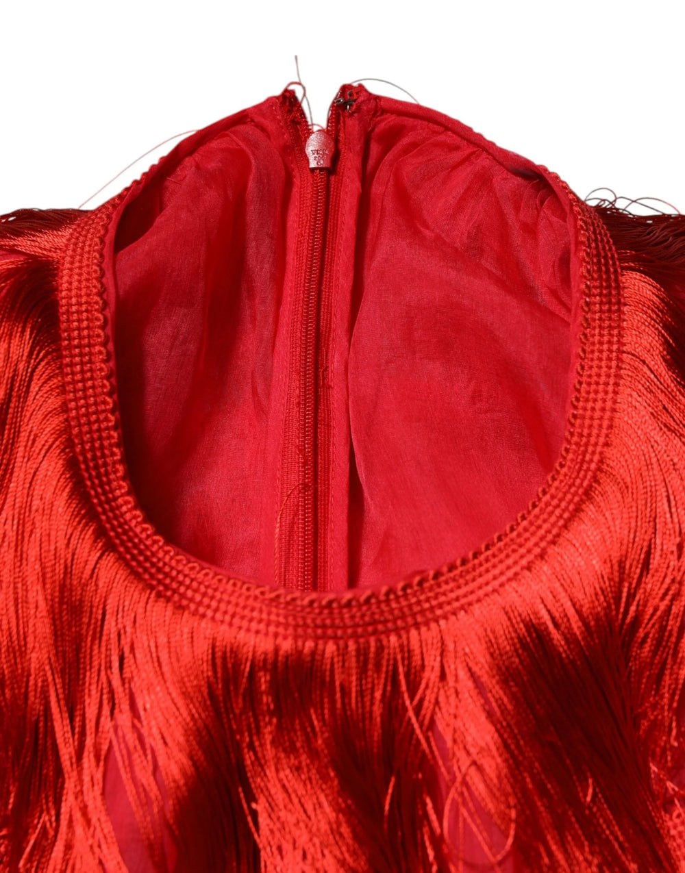 Dolce & Gabbana Red Silk Tiers Fringe Shift Knee Length Dress - IT40|S - Dresses