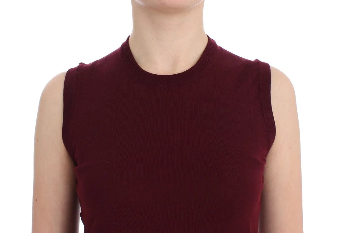 Dolce & Gabbana Red Sleeveless Crewneck Vest Pullover - Sweaters