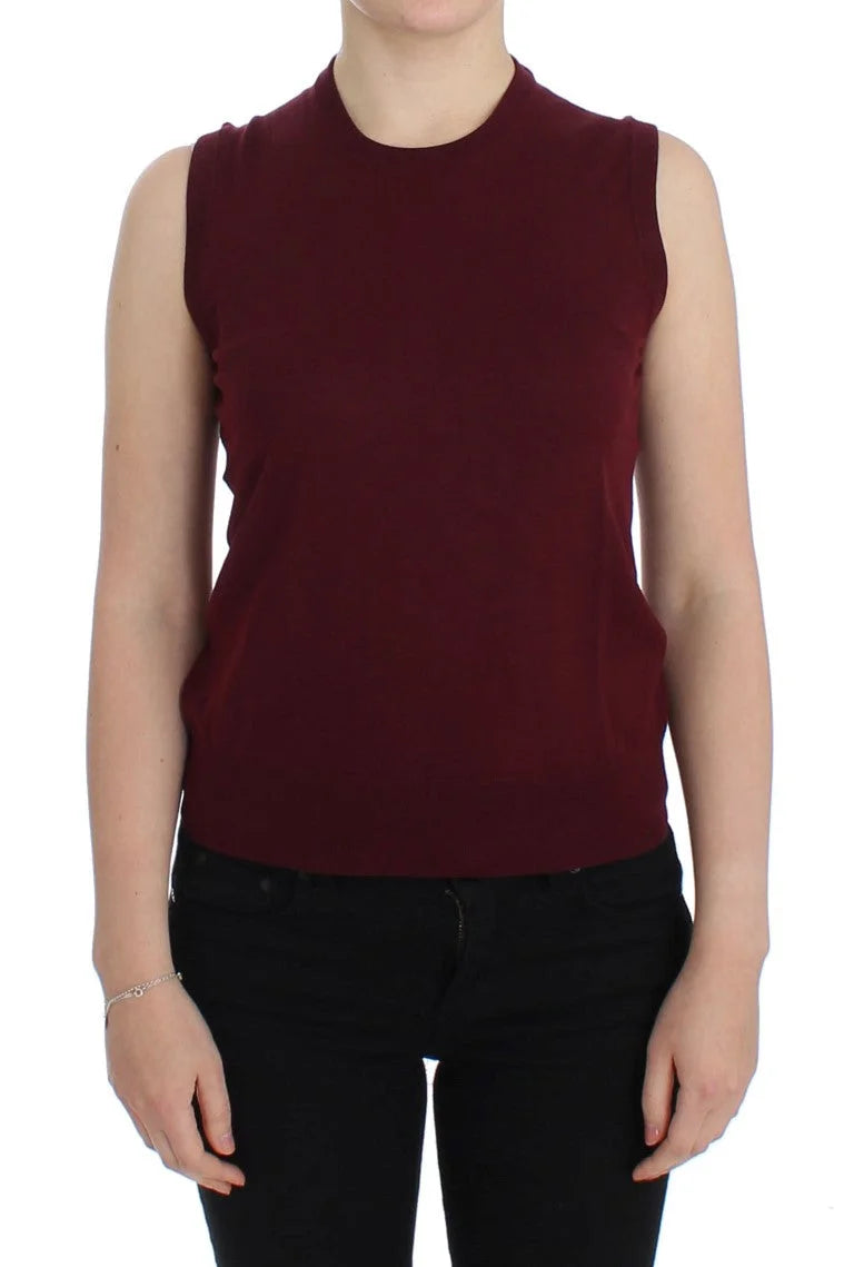 Dolce & Gabbana Red Sleeveless Crewneck Vest Pullover - Sweaters