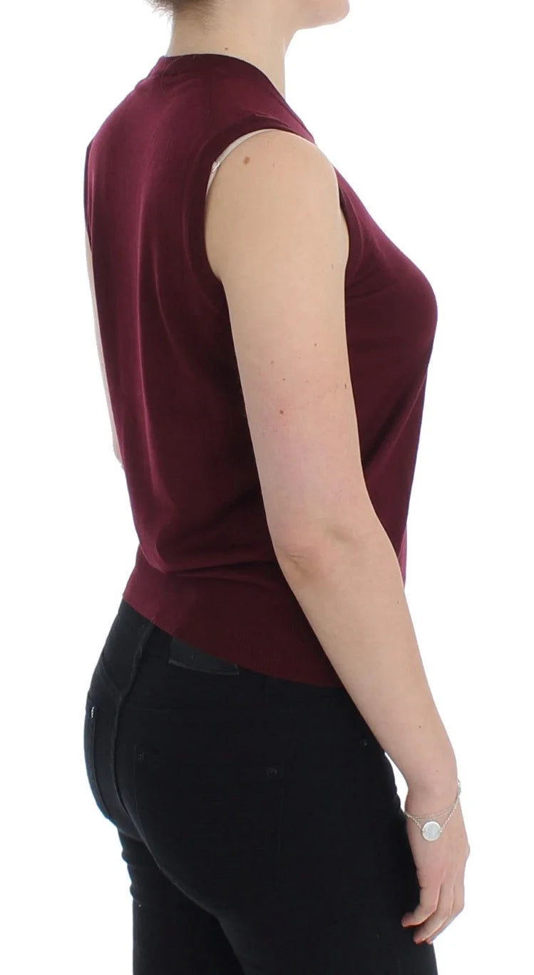 Dolce & Gabbana Red Sleeveless Crewneck Vest Pullover - Sweaters