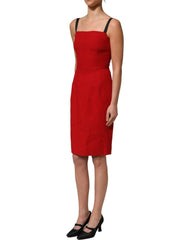 Dolce & Gabbana Red Stretch Bodycon Sheath Knee Length Dress - IT40|S