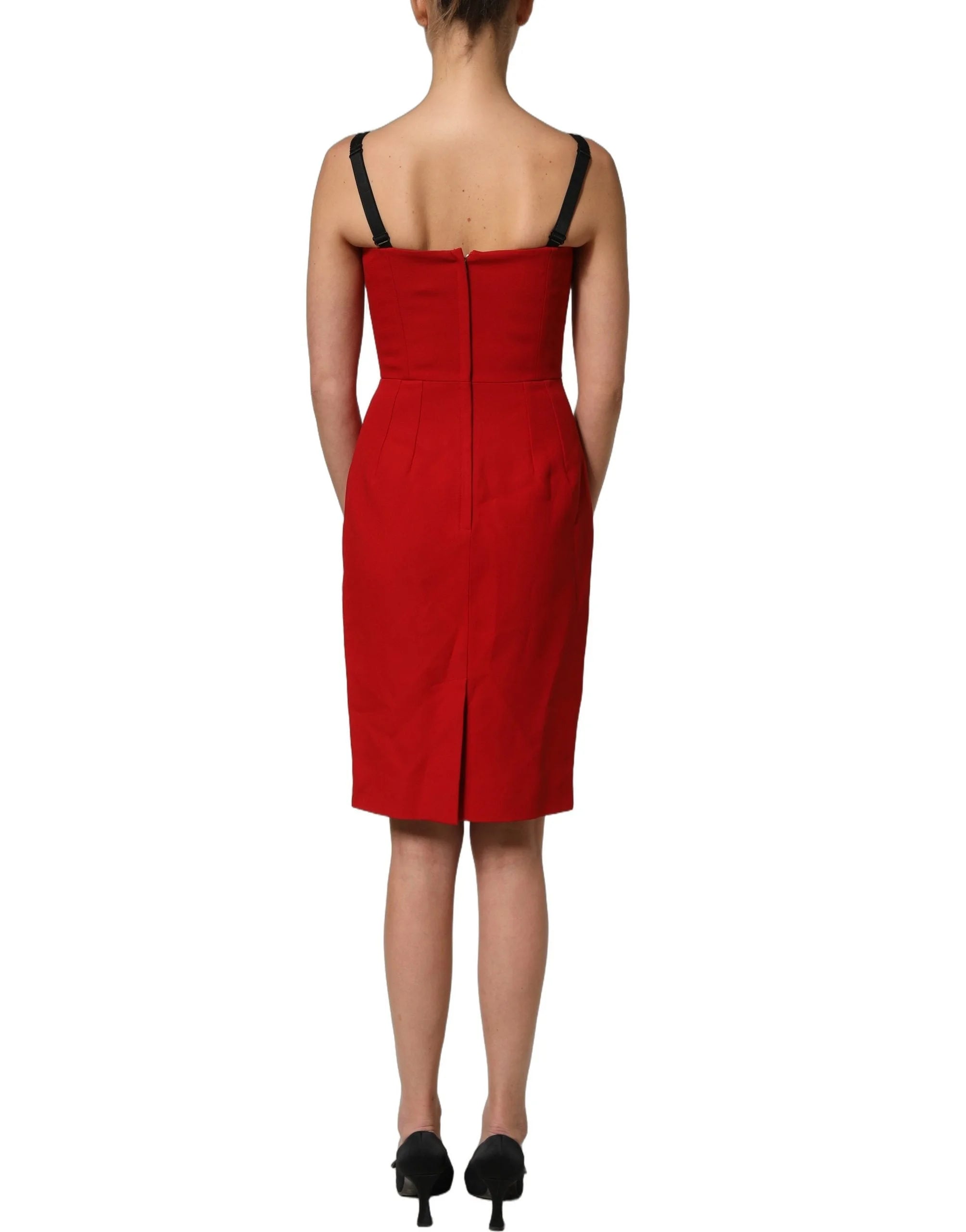 Dolce & Gabbana Red Stretch Bodycon Sheath Knee Length Dress - IT40|S