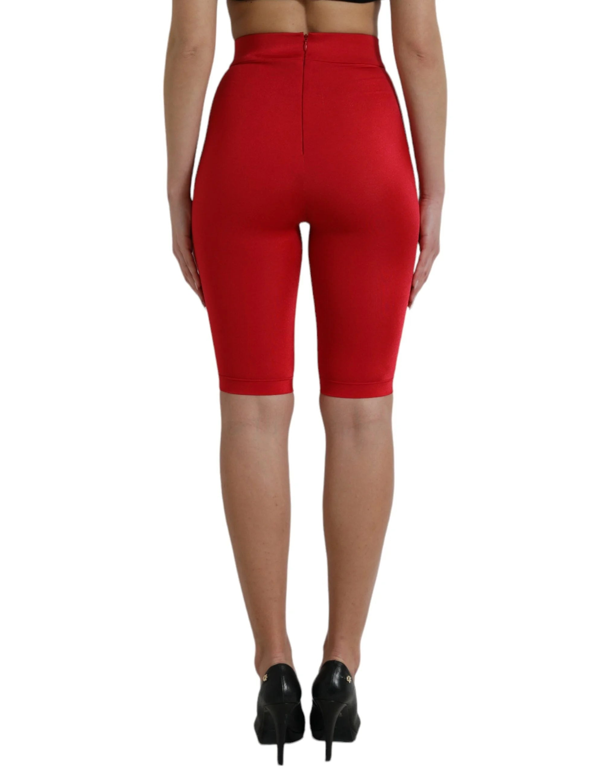 Dolce & Gabbana Red Stretch High Waist Cropped Leggings Pants - IT40|S - Leggings