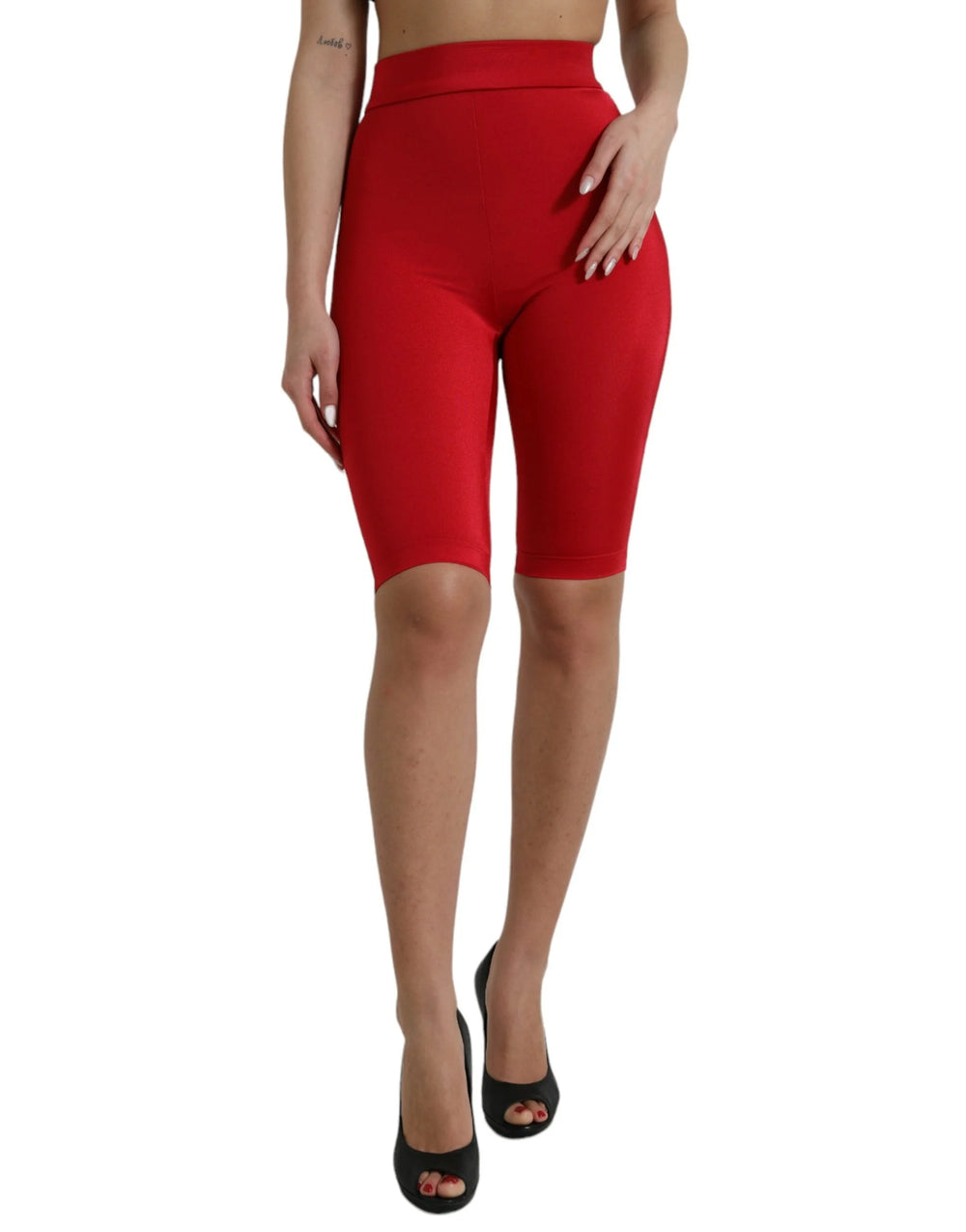 Dolce & Gabbana Red Stretch High Waist Cropped Leggings Pants - IT40|S - Leggings
