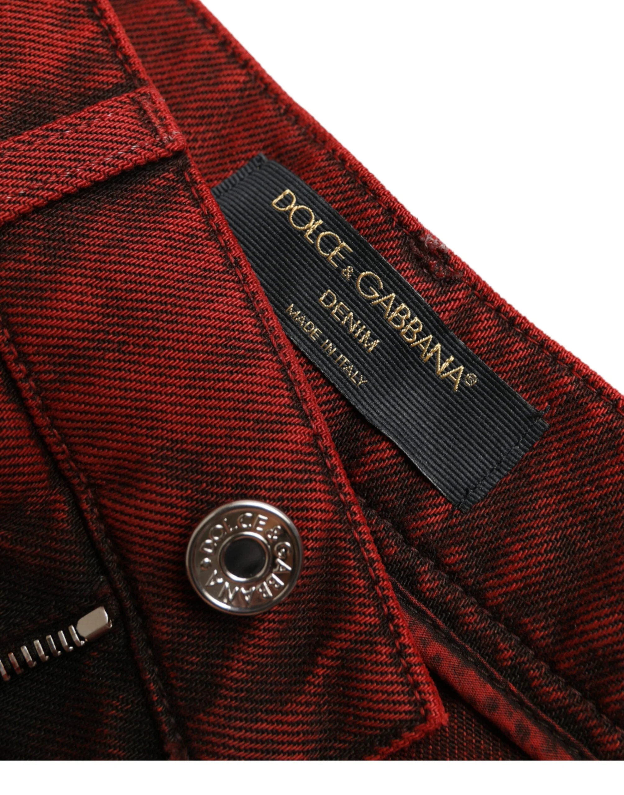 Dolce & Gabbana Red Stretch High Waist Denim Hot Pants Shorts - IT40|S - Short Trousers