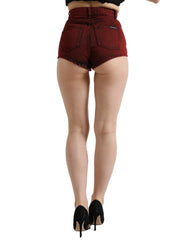 Dolce & Gabbana Red Stretch High Waist Denim Hot Pants Shorts - IT40|S - Short Trousers
