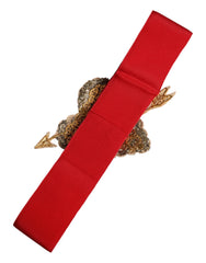 A Dolce & Gabbana piros rugalmas öv hátsó nézete, a tökéletes kivitel és a prémium anyag felület kiemelésével.