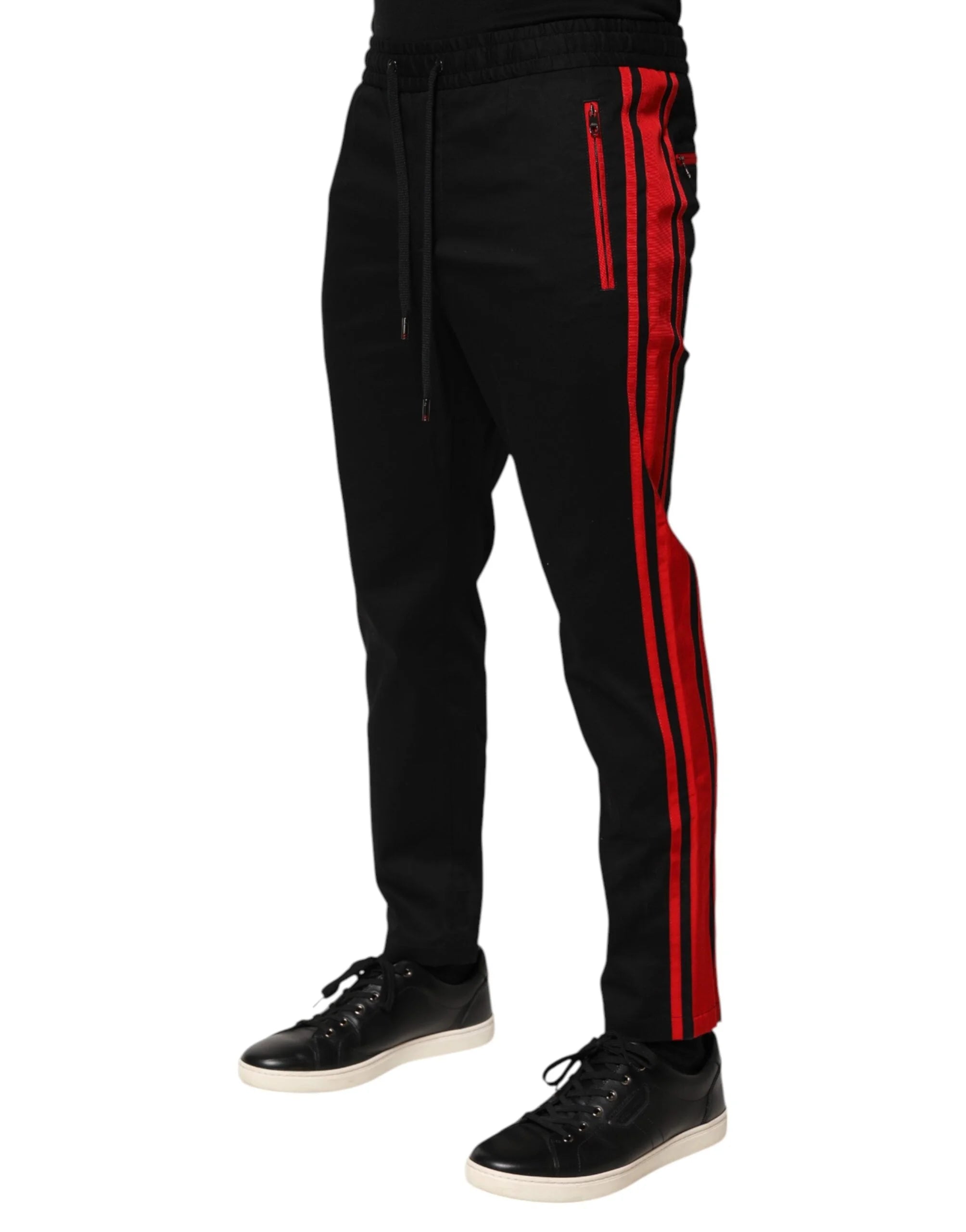 Dolce & Gabbana Red Stripe Cotton Logo Jogger Sweatpants Pants - IT46 | S - Joggers