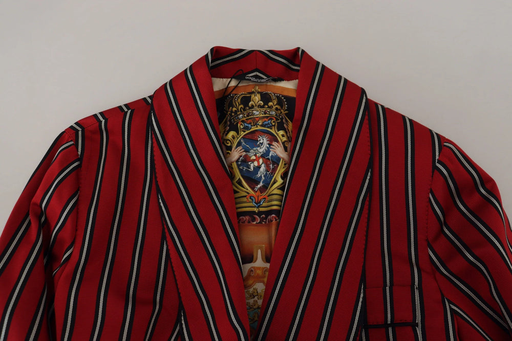 Dolce & Gabbana Red Striped Martini Printed Lining Robe - IT48 | M - Robes