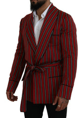 Dolce & Gabbana Red Striped Martini Printed Lining Robe - IT48 | M - Robes