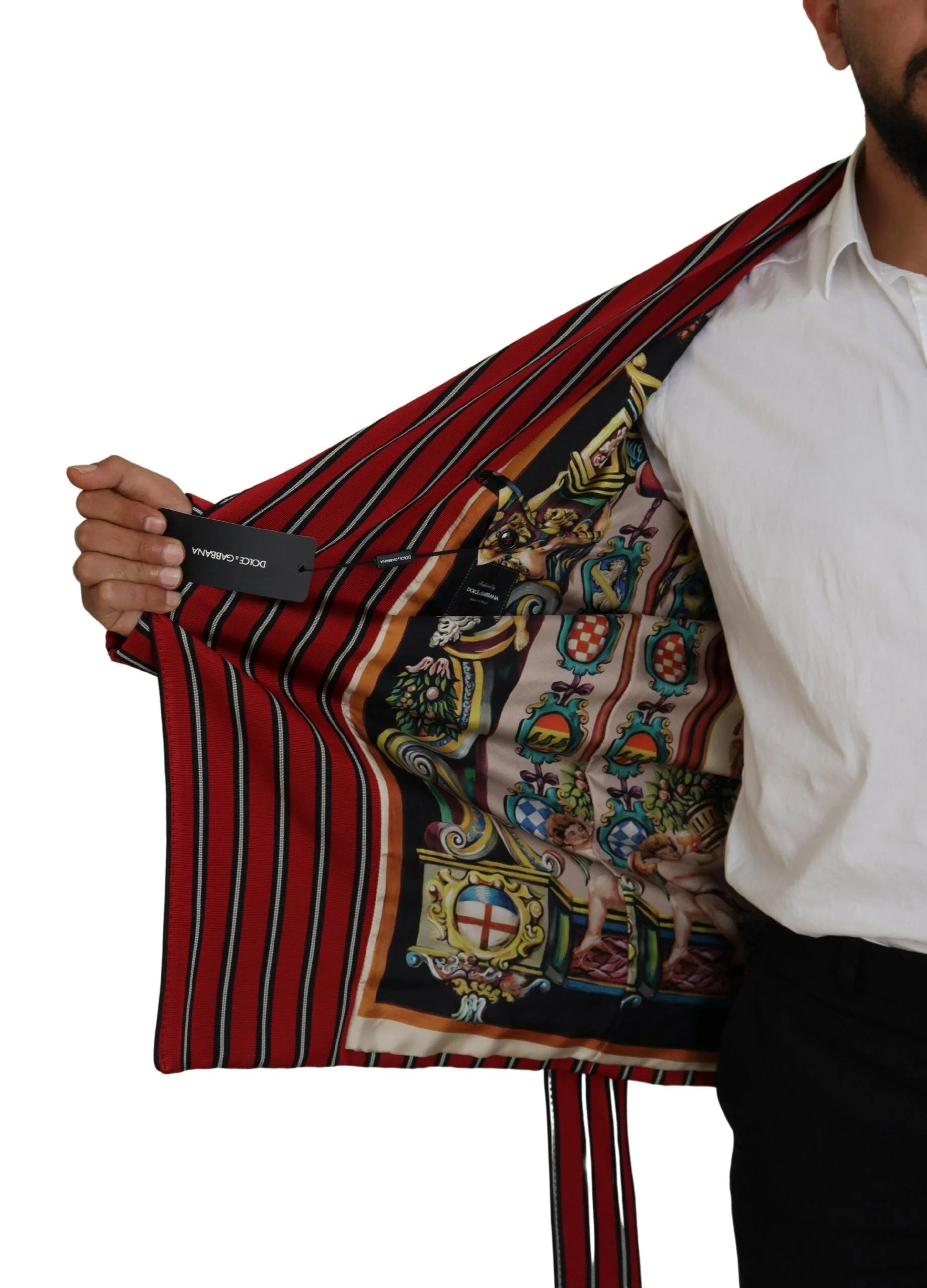 Dolce & Gabbana Red Striped Martini Printed Lining Robe - IT48 | M - Robes