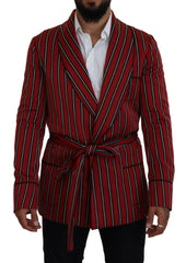 Dolce & Gabbana Red Striped Martini Printed Lining Robe - IT48 | M - Robes