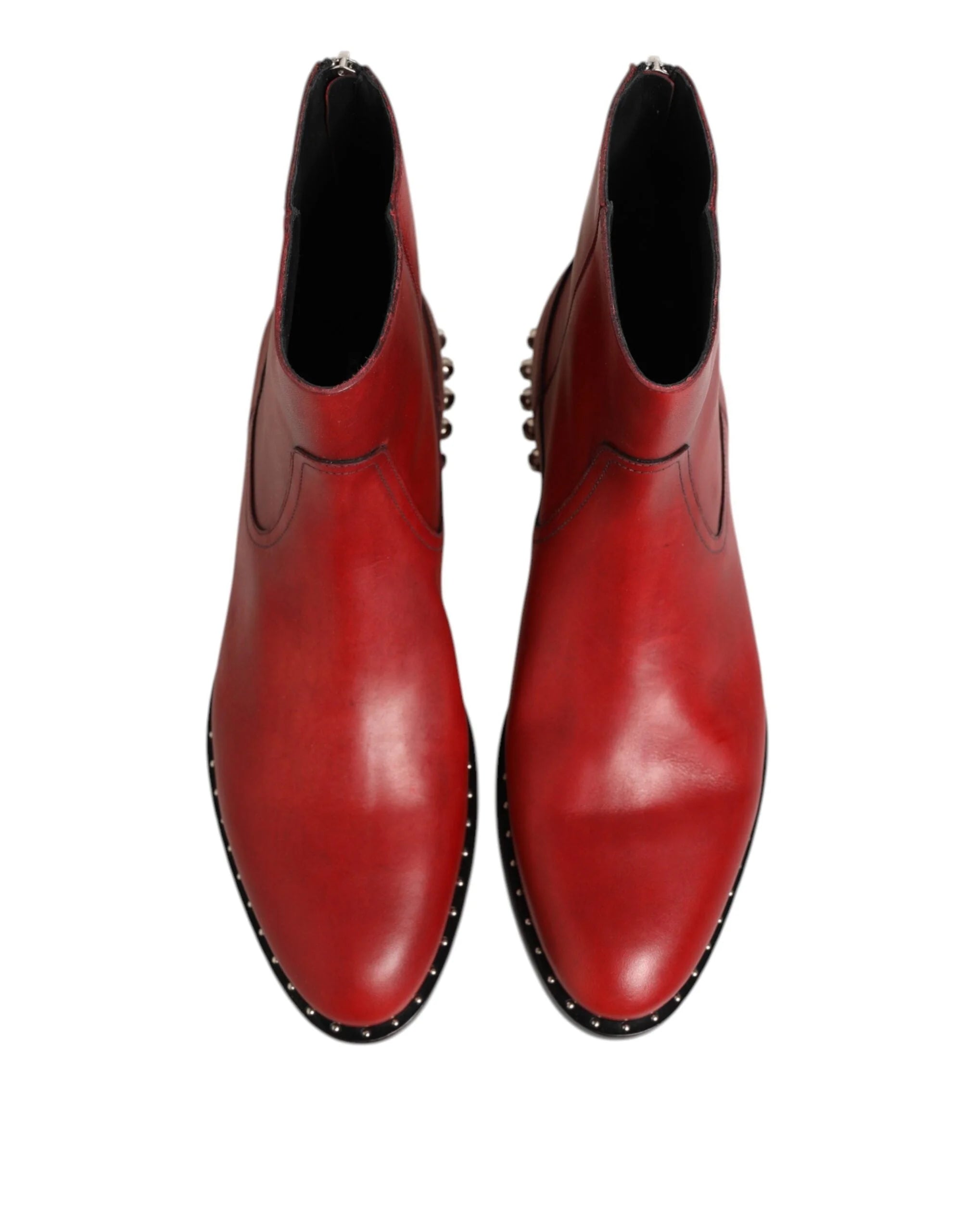 Dolce & Gabbana Red Studded Chelsea Short Ankle Boots Shoes - EU44/US11